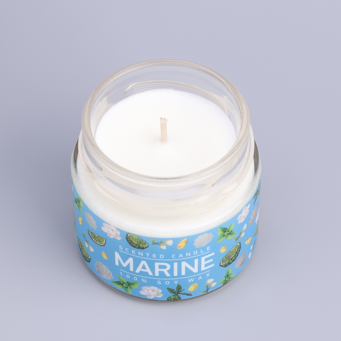 Свеча ароматическая в банке Свеча ароматическая в банке "Морская вода", совый воск, 80 г