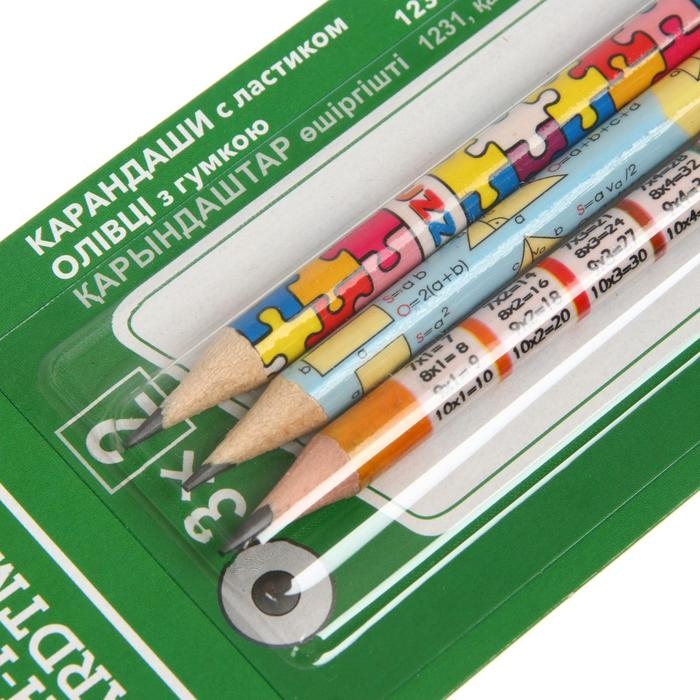 Набор карандашей чернографитных 3 штуки Koh-I-Noor MIX 1231 HB, с ластиком, блистер Набор карандашей чернографитных 3 штуки Koh-I-Noor MIX 1231 HB, с ластиком, блистер