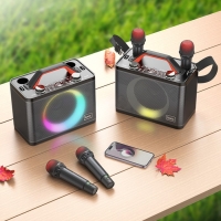 Портативная караоке система Hoco BS57, 25 Вт, ВТ 5.0, RGB-подсветка, 4800 мАч, чёрная Портативная караоке система Hoco BS57, 25 Вт, ВТ 5.0, RGB-подсветка, 4800 мАч, чёрная