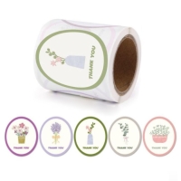 Наклейка бумага "Благодарность. Цветы в вазе" d=2,5 см 120 шт в рулоне 5,7х5,7х6 см Наклейка бумага "Благодарность. Цветы в вазе" d=2,5 см 120 шт в рулоне 5,7х5,7х6 см