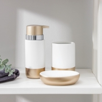 Наборы аксессуаров для ванной комнаты &laquo;Руж&raquo;, 3 предмета (дозатор для мыла 290 мл, мыльница, стакан 300 мл), цвет белый