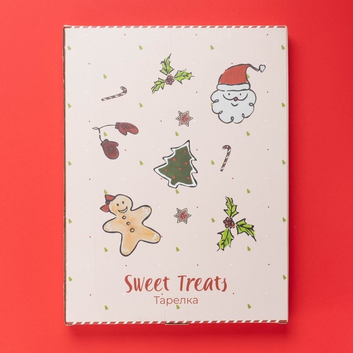 Тарелка новогодняя Доляна Sweey Treats, 37,5&times;28&times;2,5 см, керамика, цвет белый