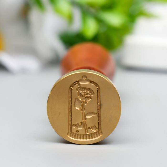 Печать для сургуча с деревянной ручкой Печать для сургуча с деревянной ручкой "Роза в колбе" 9х2,5х2,5 см