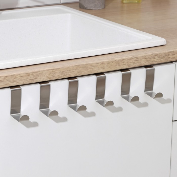 Крючки на дверь металлические Доляна &laquo;Минимализм&raquo;, 6 шт, цвет серебристый