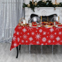 Скатерть "Доляна" Белые снежинки 180х149+/- 3см, 100% хлопок, 164 г/м2
