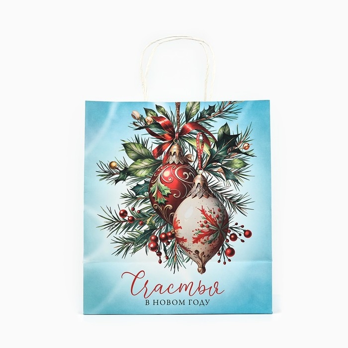 Пакет подарочный новогодний крафтовый &laquo;Новогодняя почта&raquo;, 22 х 12 х 25 см , Новый год