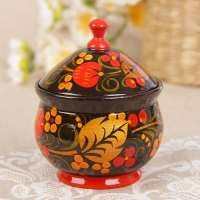 Солонка &laquo;Ягодка&raquo;, большая, 7&times;10 см, хохлома