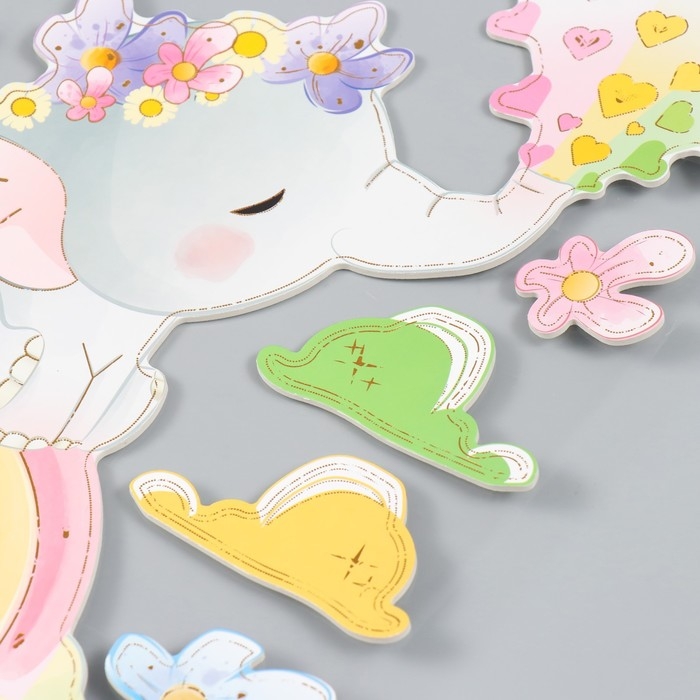 Наклейка EVA интерьерная "Слоник на радуге" 41х31,5 см