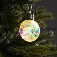 Елочный шар «Ретро шар» 8х10.5 см, 5 LED, LR44x3 (в комплекте), свечение тёплое белое Елочный шар «Ретро шар» 8х10.5 см, 5 LED, LR44x3 (в комплекте), свечение тёплое белое