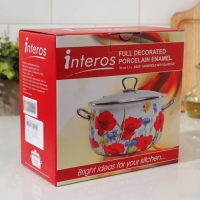 Кастрюля эмалированная &laquo;Сирень&raquo;, 2,1 л, стеклянная крышка, индукция