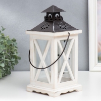 Подсвечник дерево на 1 свечу "Фонарь со ставнями" беж 28х12,5х12,5 см Подсвечник дерево на 1 свечу "Фонарь со ставнями" беж 28х12,5х12,5 см