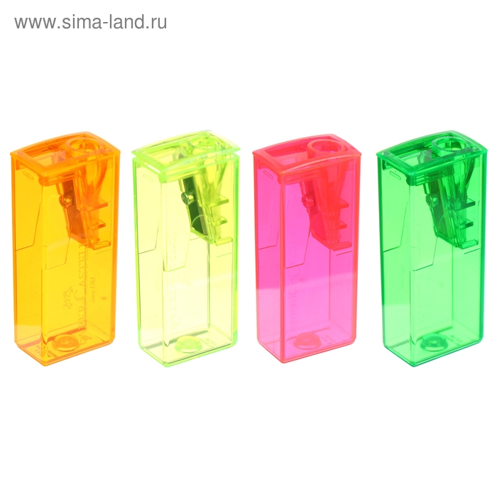 Точилка 1 отверстие с контейнером Faber-Castell 5815 микс*5 цветов, флуоресцентные цвета