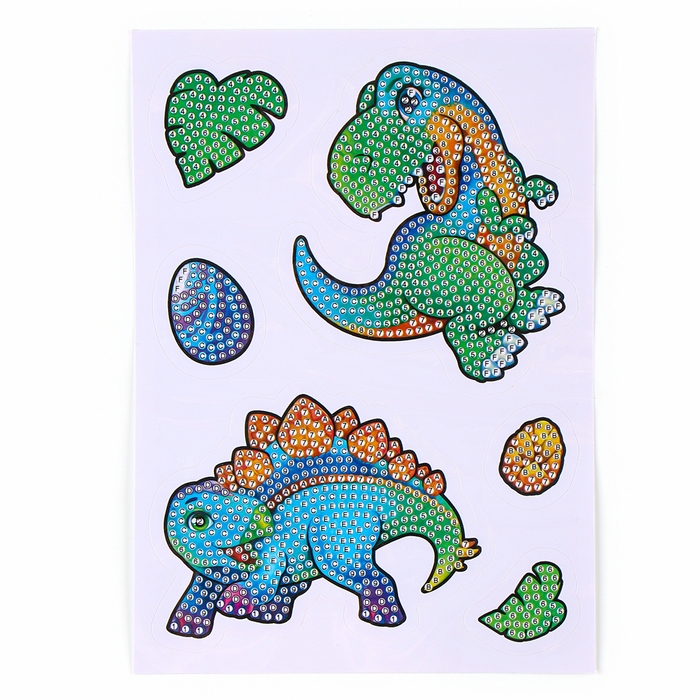 Алмазная мозаика-стикер с полным заполнением для детей &laquo;Динозаврики&raquo;, набор для творчества