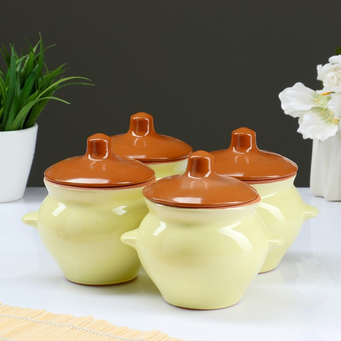 Набор горшков №5 с ручками 4х0,5л, МИКС Набор горшков №5 с ручками 4х0,5л, МИКС