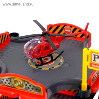 Гараж трасса &laquo;Крутой вираж&raquo;, с 1 металлической машиной и 1 вертолётом