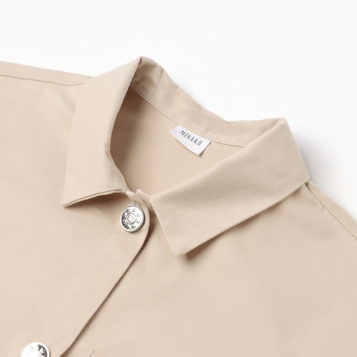 Рубашка детская MINAKU: Jeans collection, цвет бежевый, рост 128 см Рубашка детская MINAKU: Jeans collection, цвет бежевый, рост 128 см