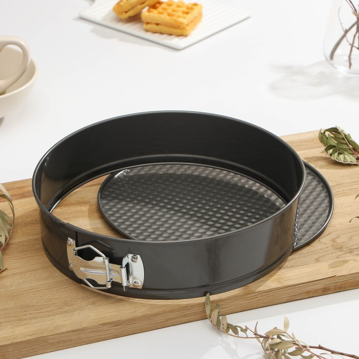 Набор форм для выпечки Доляна &laquo;Элин. Круг&raquo;, 3 предмета: d=24/26/28 см, съёмное дно, антипригарное покрытие, цвет чёрный