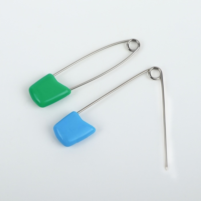 Булавки английские, безопасные, 50 мм, 12 шт, цвет разноцветный