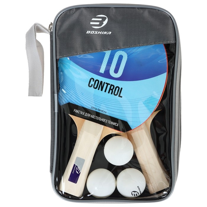 Набор для настольного тенниса BOSHIKA Control 10: 2 ракетки,3 мяча, губка 1.5 мм, коническая ручка