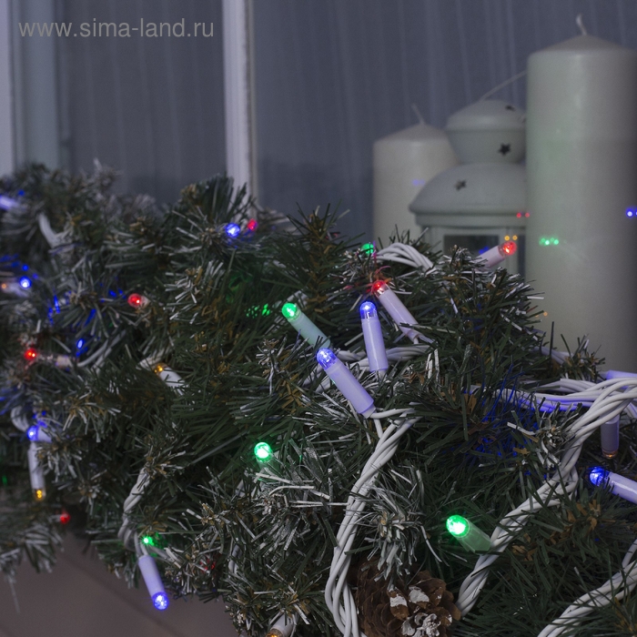 Гирлянда «Нить» 10 м, IP65, УМС, белая нить, 100 LED, свечение мульти, 220 В Гирлянда «Нить» 10 м, IP65, УМС, белая нить, 100 LED, свечение мульти, 220 В