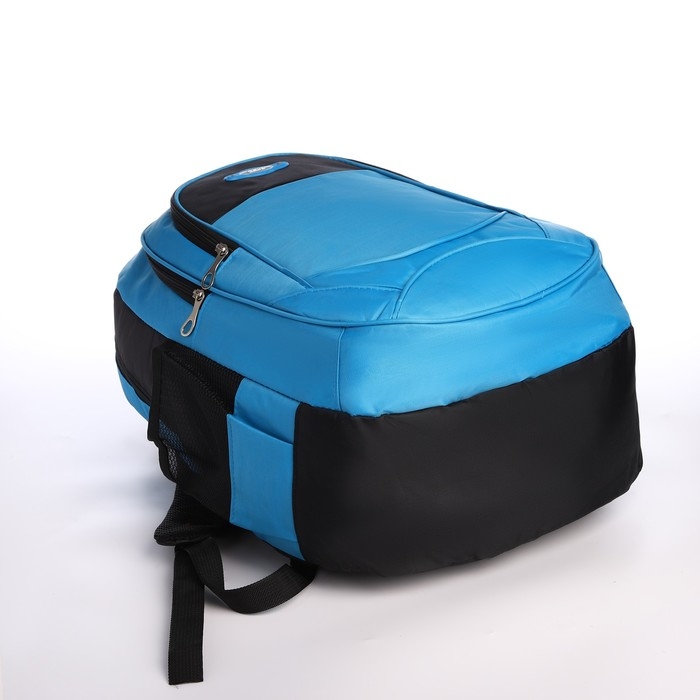 Рюкзак школьный из текстиля на молнии, 4 кармана, цвет голубой Рюкзак школьный из текстиля на молнии, 4 кармана, цвет голубой