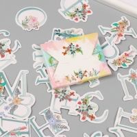 Наклейки для творчества "Цветочный алфавит" тиснение серебро набор 33 шт 9х7х0,8 см Наклейки для творчества "Цветочный алфавит" тиснение серебро набор 33 шт 9х7х0,8 см