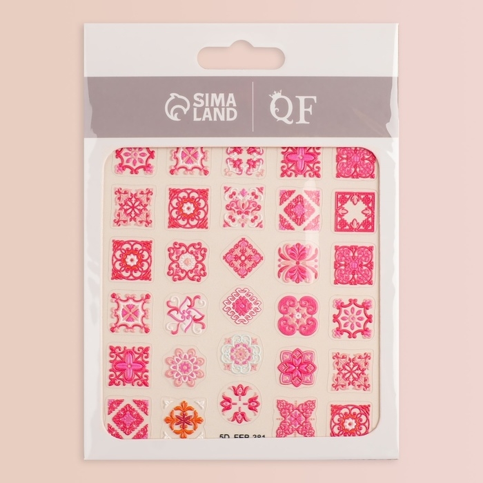 Наклейки для ногтей «Розовая мозаика», объёмные, цвет розовый Наклейки для ногтей «Розовая мозаика», объёмные, цвет розовый