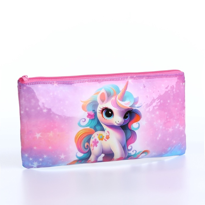 Косметичка-пенал Единорог, 20,5*0,5*9,5см, отд на молнии, розовый Косметичка-пенал Единорог, 20,5*0,5*9,5см, отд на молнии, розовый