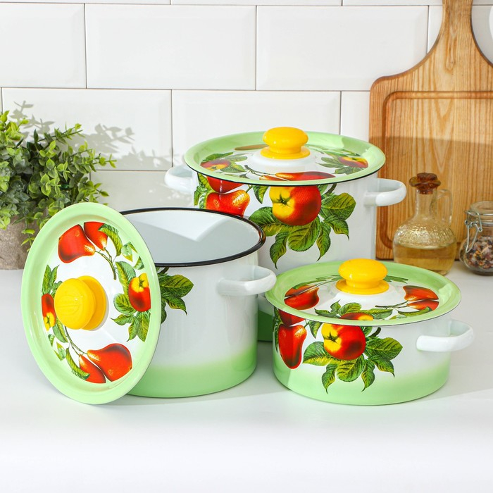 Набор кастрюль &laquo;Дары лета&raquo;, 3 предмета: 2 л, 3,5 л, 5,5 л, индукция
