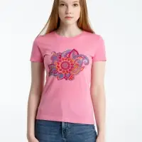 Футболка женская «Узор», розовая, размер XL Футболка женская «Узор», розовая, размер XL