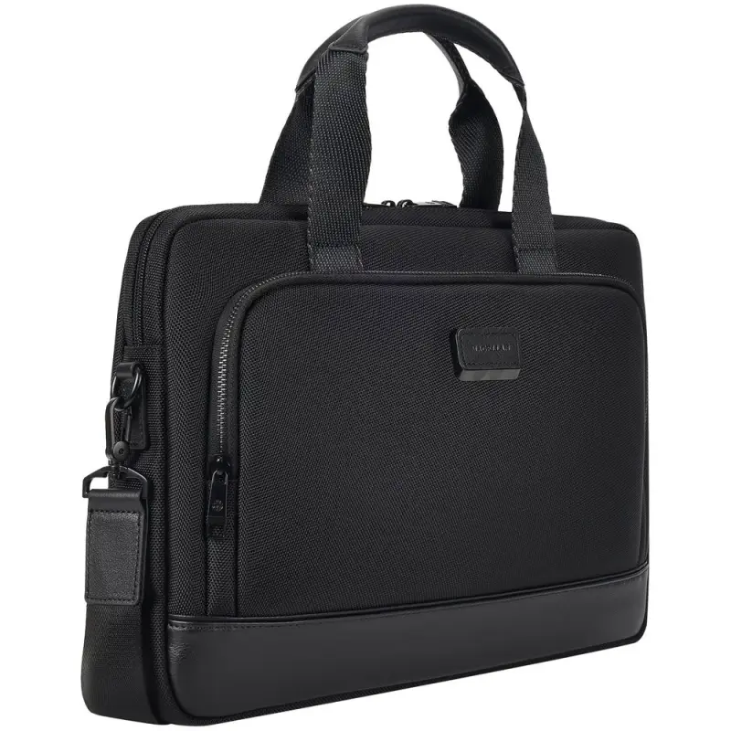 Сумка для ноутбука Santiago с кожаной отделкой, черная Сумка для ноутбука Santiago с кожаной отделкой, черная