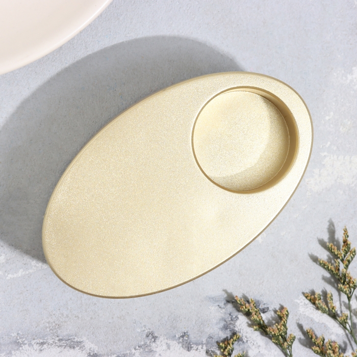 Подсвечник "Узкий овал. Мрамор" из гипса,11,5х7х4см, золото