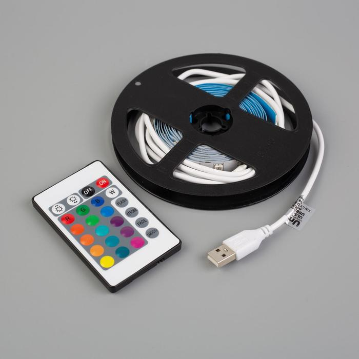 Cветодиодная лента Uniel с пультом ДУ, 3 м, IP20, SMD5050, 30 LED/м, 5 В, RGB Cветодиодная лента Uniel с пультом ДУ, 3 м, IP20, SMD5050, 30 LED/м, 5 В, RGB