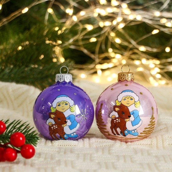 Шар Шар "Снегурочка с олененком" 6,5 см, микс