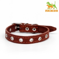 Ошейник кожаный однослойный безразмерный, 45 х 2 см, ОШ 18-39 см, коричневый Ошейник кожаный однослойный безразмерный, 45 х 2 см, ОШ 18-39 см, коричневый