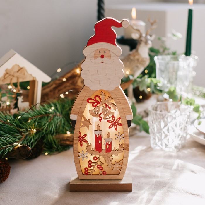 Светодиодная фигура «Дед Мороз» 11 × 28 × 5 см, дерево, батарейки АААх2 (не в комплекте), свечение тёплое белое Светодиодная фигура «Дед Мороз» 11 × 28 × 5 см, дерево, батарейки АААх2 (не в комплекте), свечение тёплое белое