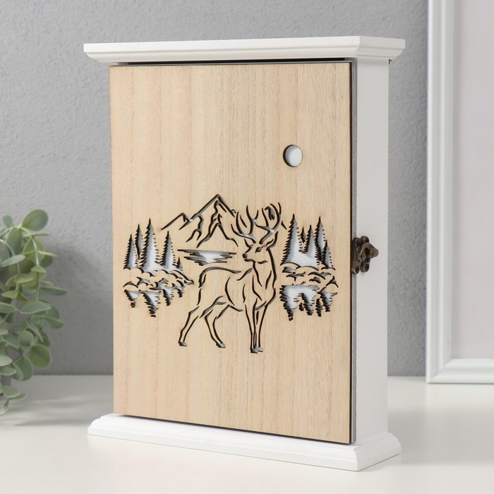 Ключница дерево 6 крючков "Олень" 26,5х20,8х6,3 см