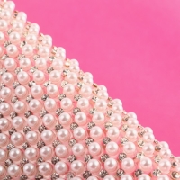 Жемчуг со стразами термоклеевой, 40 &times; 24 см, цвет белый