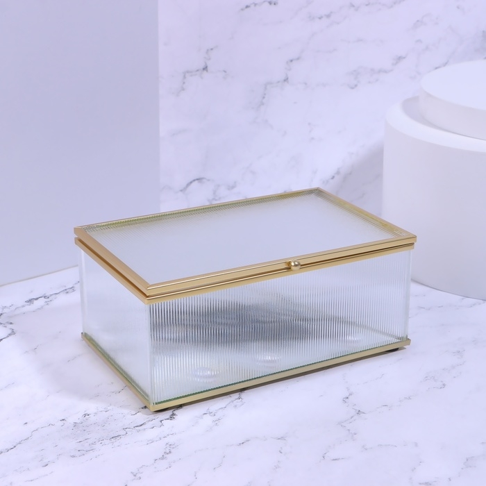 Органайзер для хранения «RIPPLES», с крышкой, стеклянный, с зеркальным дном, с крышкой, 1 секция, 17 × 10,5 × 7 см, цвет прозрачный/медный Органайзер для хранения «RIPPLES», с крышкой, стеклянный, с зеркальным дном, с крышкой, 1 секция, 17 × 10,5 × 7 см, цвет прозрачный/медный