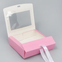 Коробка-фоторамка подарочная складная, упаковка, &laquo;Розовая вата&raquo;, 20 х 18 х 5 см