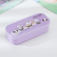 Ланч - бокс пластиковый с ложкой «Мишки», прямоугольный, 18×7×4,5 см, цвет МИКС Ланч - бокс пластиковый с ложкой «Мишки», прямоугольный, 18×7×4,5 см, цвет МИКС