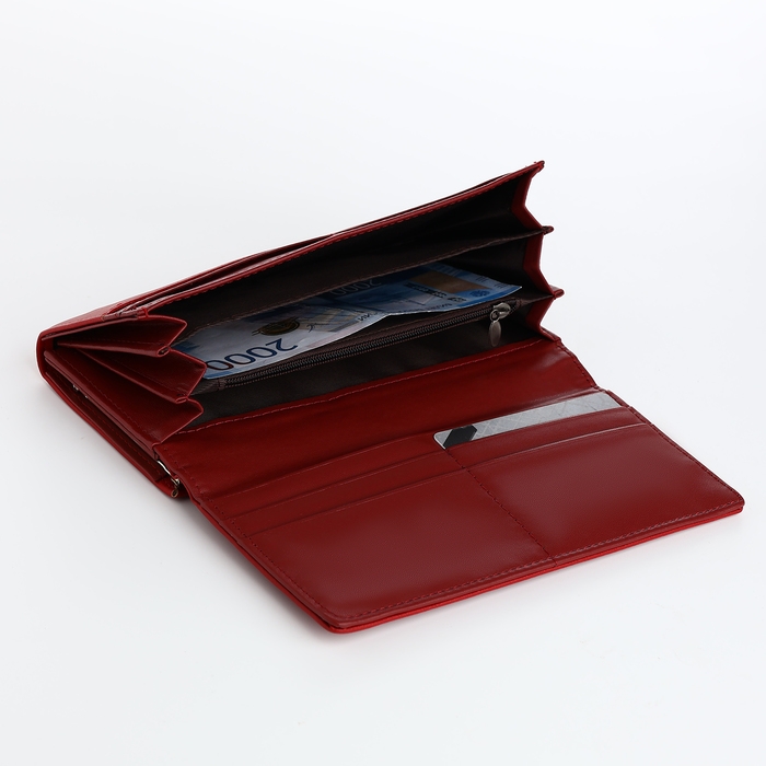 Кошелёк женский на магнитах, цвет бордовый