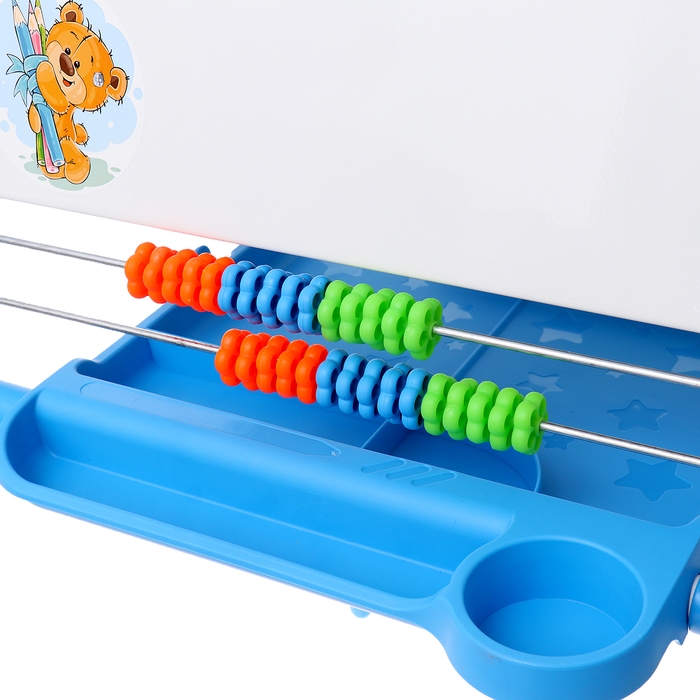 Мольберт детский двусторонний &laquo;Доска знаний&raquo;, регулируется по высоте, + учебные принадлежности, цвет голубой