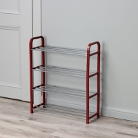 Обувница Доляна, 4 яруса, 50×19×59 см, цвет красный Обувница Доляна, 4 яруса, 50×19×59 см, цвет красный