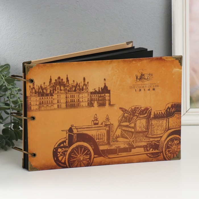 Фотоальбом на кольцах 30 листов "У поместья" чёрные листы 26х18 см