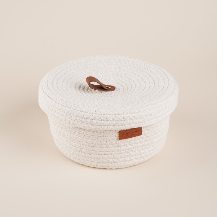 Корзина для хранения SL Home &laquo;Бэлл&raquo;, плетёная ручной работы, большая, 32&times;32&times;16 см, цвет белый