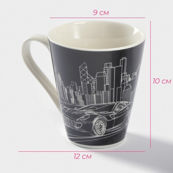 Кружка фарфоровая Доляна «Машина», 310 мл, цвет чёрный Кружка фарфоровая Доляна «Машина», 310 мл, цвет чёрный