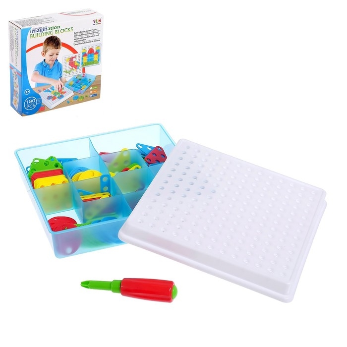 Конструктор &laquo;Болтовая мозаика: Фантазии&raquo;, с отвёрткой и основанием, 180 деталей