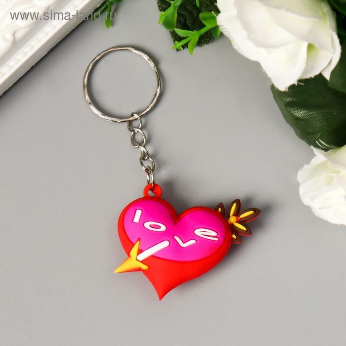 Брелок резина Брелок резина "Сердце с надписью - love" МИКС 4х3х1,4 см