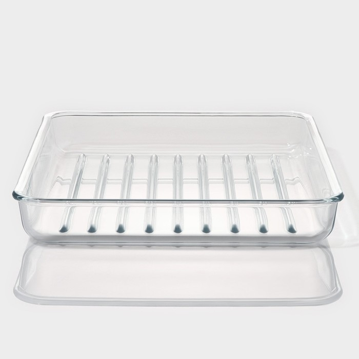 Форма для запекания и выпечки из жаропрочного стекла прямоугольная Доляна, 3 л, 34,5&times;28,5&times;4,6 см